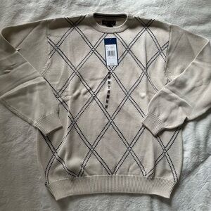 Jantzen Men's Beige Argyle Crewneck Sweater